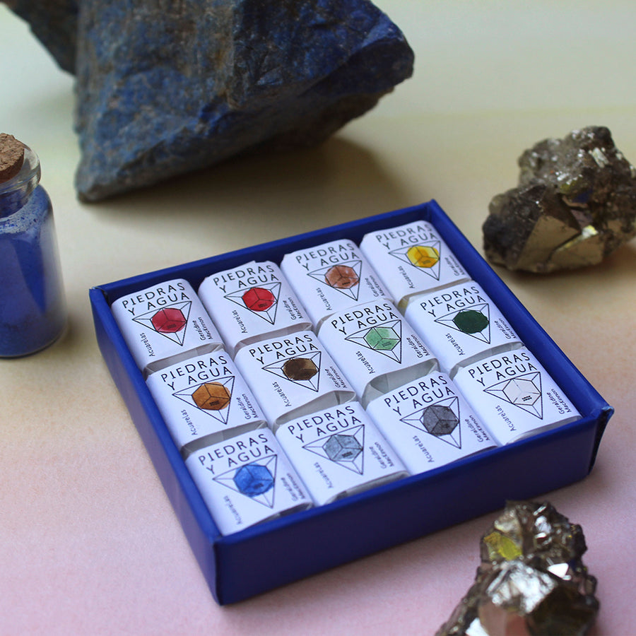 Piedras y Agua | Set de acuarelas profesionales de 12 colores